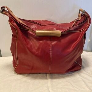 ARCADIA Leather Red Large Purse Bag Tote